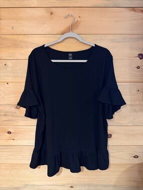 Classic Black Ruffle Sleeve Blouse